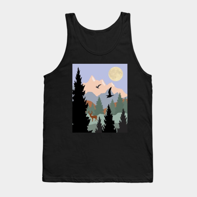 Buck and birds in the Mountains Tank Top by RockettGraph1cs